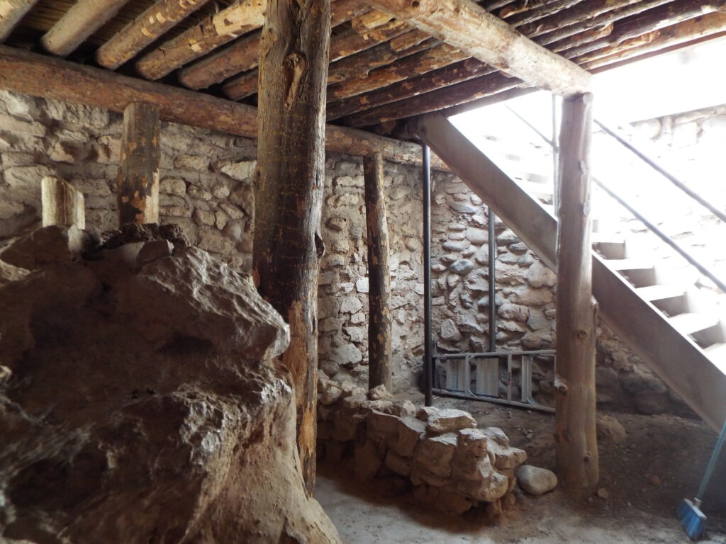 Inside Tuzigoot National Monument showing rooms and stairs
