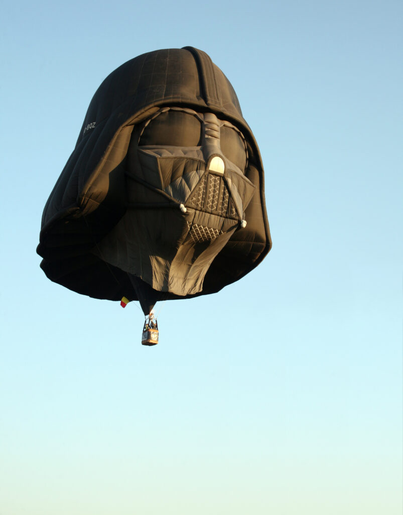 A Darth Vader Hot Air Balloon Ride in the sky.