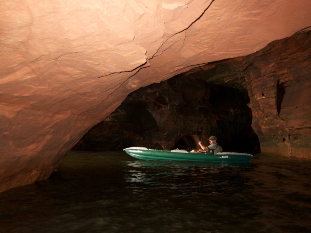  Kayaking sea caves in Bayfield, WI along Apostle Islands National Lakeshore