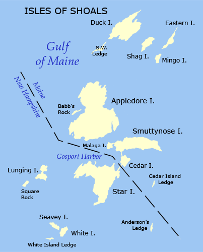 Map of the area that many delightful option for Portsmouth Harbor Boat Tours and Cruises in NH sail through.