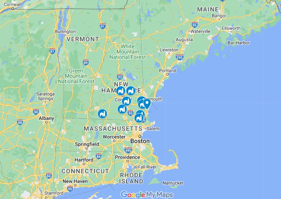 Map showing the best farms in southern nh