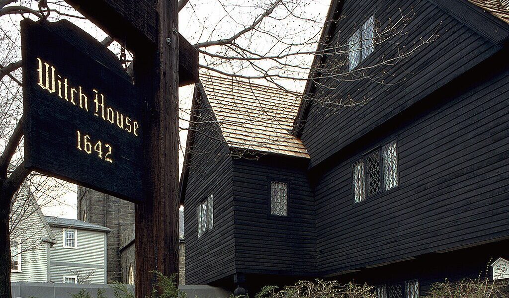 The Salem Witch House in Salem Massachusetts. It is the only house directly connected to the Salem Witch Trial. Located at the intersection of Essex and Summer Street in the McIntire Historic District.